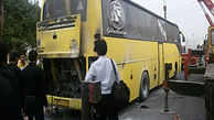 عکس آتش سوزی اتوبوس زائران اربعین در اهواز