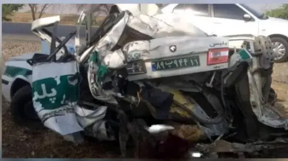 تصادف وحشتناک خودروی پلیس در جاده شوش-اهواز؛ سه مأمور به شدت مصدوم شدند!