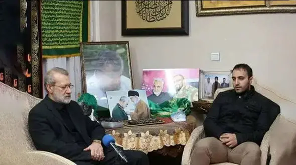 گفت‌وگوی لاریجانی با فرزندان شهید سلیمانی و ابومهدی المهندس