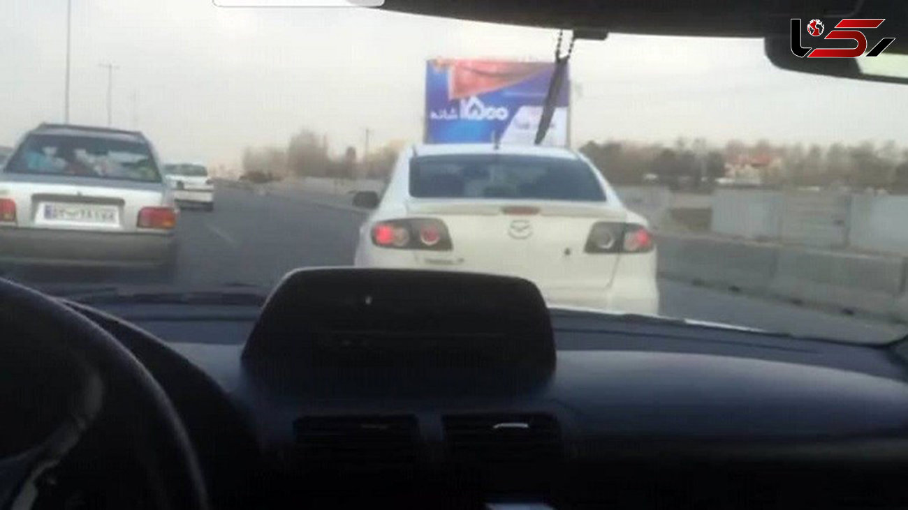 یک زن بزرگراه تهران به کرج را آشفته کرد ! / 2 مرد همراه او هم فراری بودند !