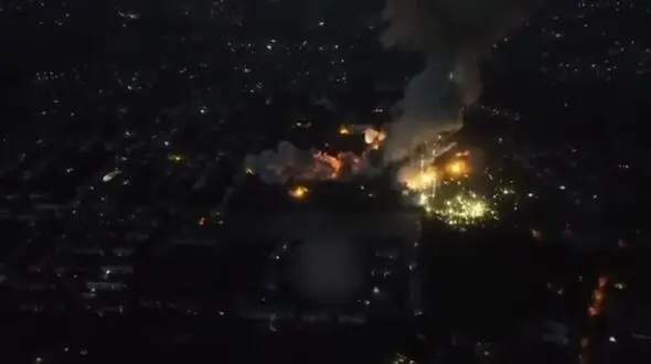 فیلم لحظه انفجار پهپاد در شهر دونتسک اوکراین