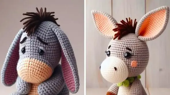 15 مدل جذاب عروسک بافتنی خر مهربون برای هدیه‌ ای ماندگار
