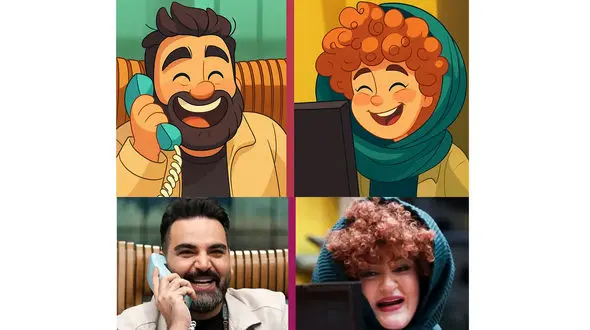 فیلم انیمیشن عاشقانه‌های نعیمه نظام‌دوست و احسان علیخانی به سبک فیلم های ایران قدیم/ جذاب تر از این نمیشه !