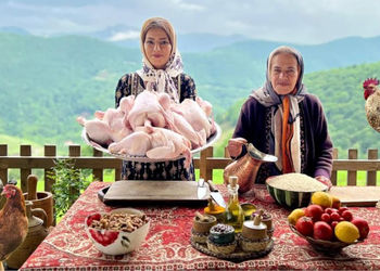 مرغ شکم پر در تنور به سبک روستایی؛ تجربه‌ای لذیذ در قلب گیلان + فیلم