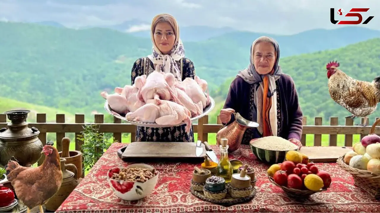 مرغ شکم پر در تنور به سبک روستایی؛ تجربه‌ای لذیذ در قلب گیلان + فیلم