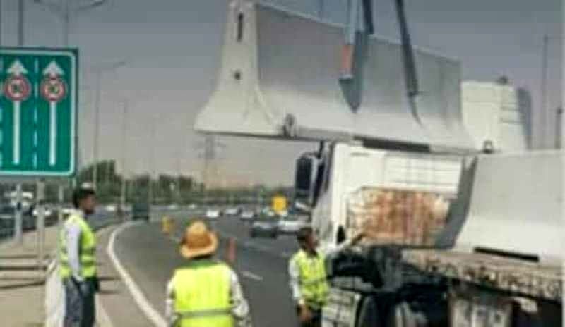 اجرای طرح نصب نیوجرسی بجای گاردریل های وسط بزرگراه آزادگان 