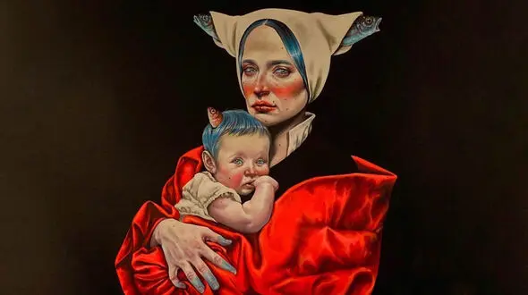 نقاشی عجیب نگار جواهریان و دخترش + عکس 