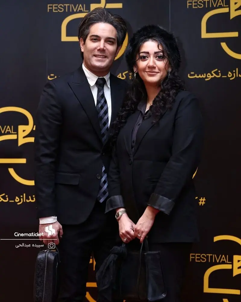 امیرعلی نبویان و همسرش در اختتامیه جشنواره ۲۵