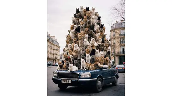 هزاران گربه روی یک خودرو / عکس