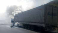 فیلم لحطه آتش سوزی کامیون اسکانیا در بیرجند - قاین
