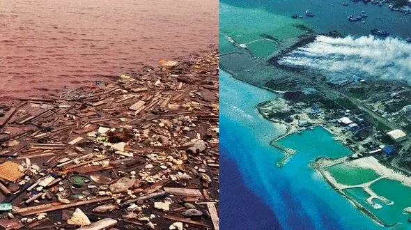 جزیره ی زباله دانی در یک جای رویایی +عکس