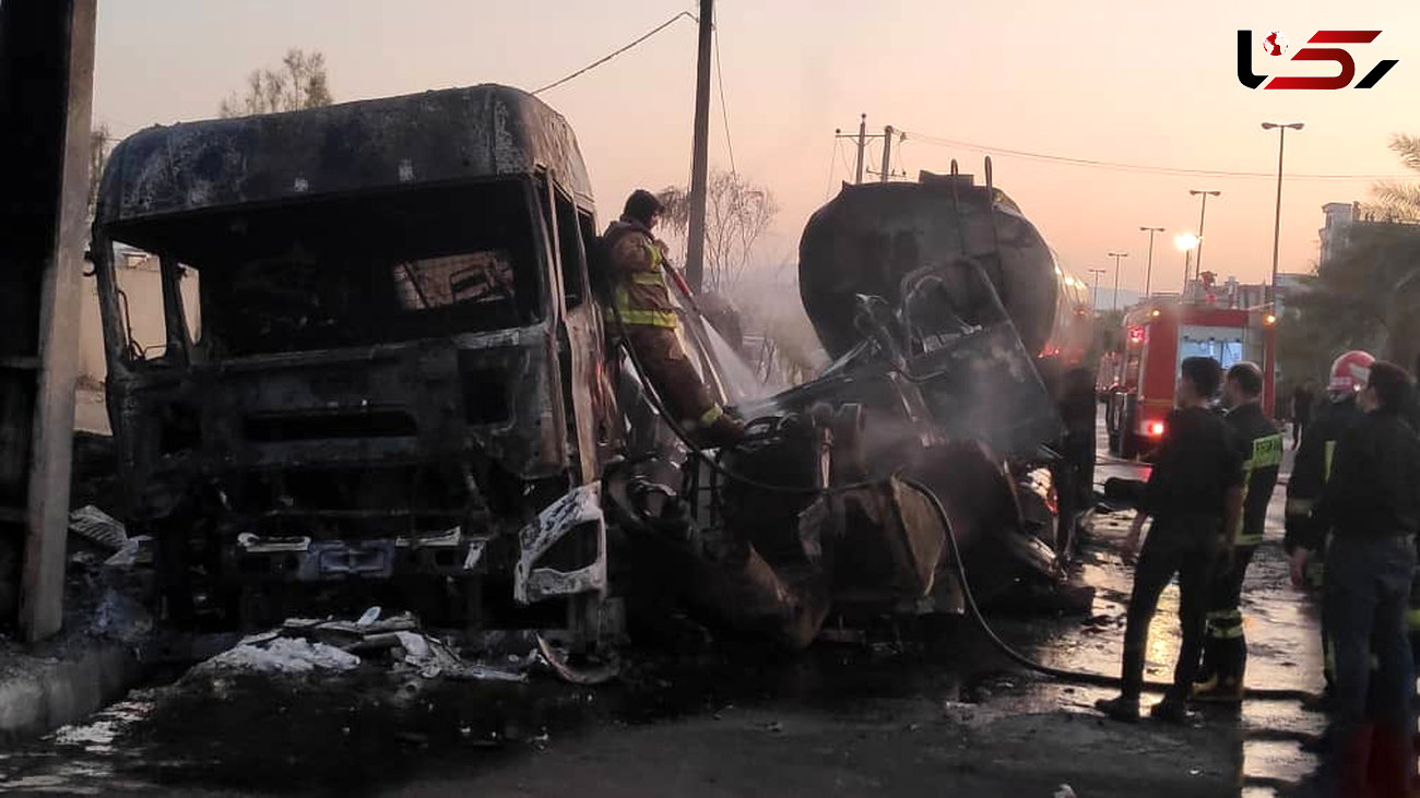فیلم لحظه انفجار تانکر سوخت در جاده شیراز / راننده زنده زنده سوخت+ تصاویر