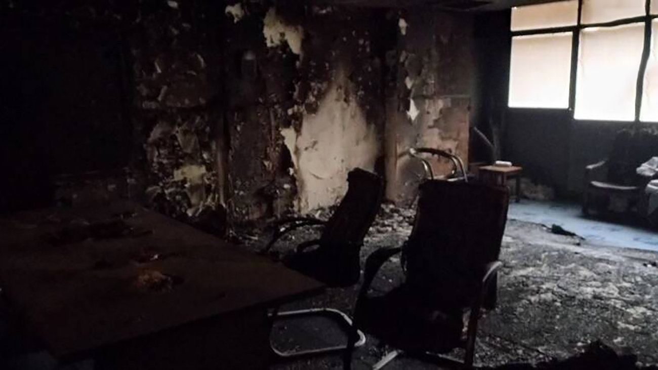 دفتر بسیج دانشجویی دانشگاه صنعتی شریف در آتش سوخت + تصاویر