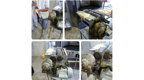 گرفتار شدن دست کارگر نانوایی در وردنه برقی + عکس