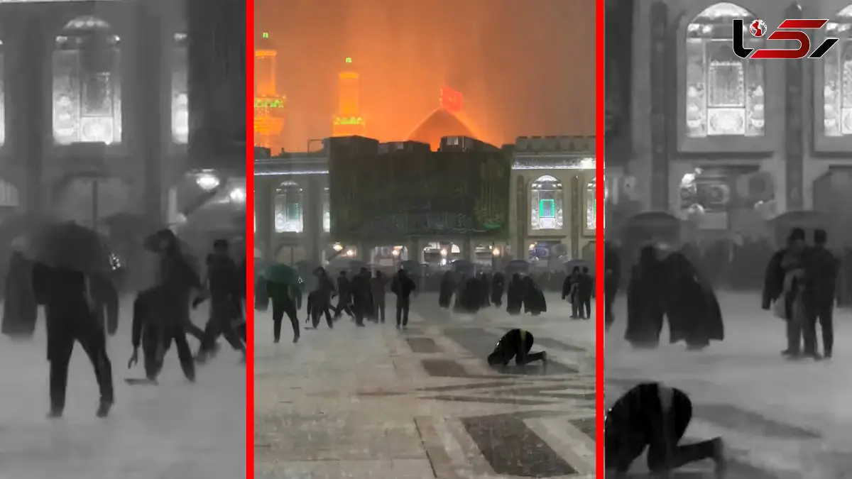 فیلم بارش شدید باران در بین الحرمین