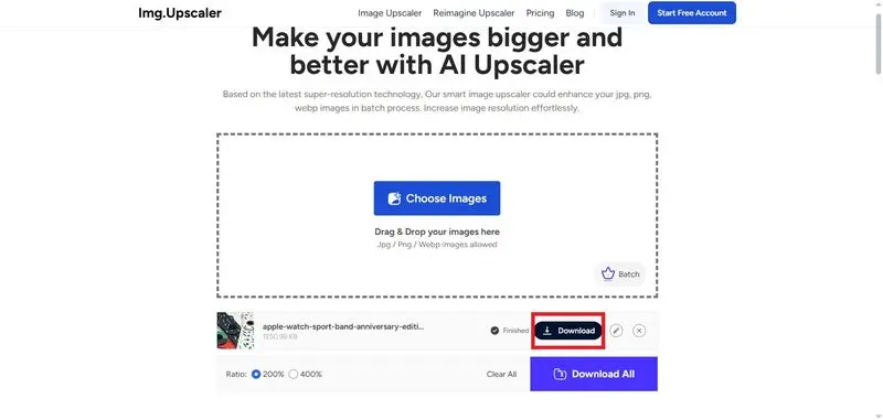 دانلود تصویر در Img.Upscaler