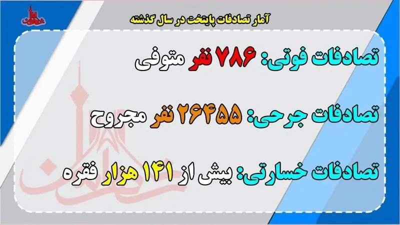 آمار تصادفات تهران