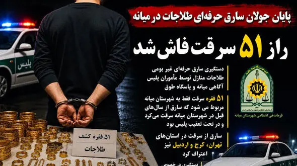 پایان جولان سارق حرفه‌ای طلاجات در میانه / راز ۵۱ سرقت فاش شد