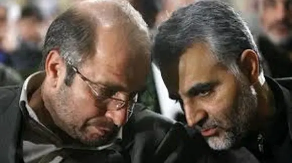 گریه شهید سردار سلیمانی در آغوش قالیباف + فیلم 