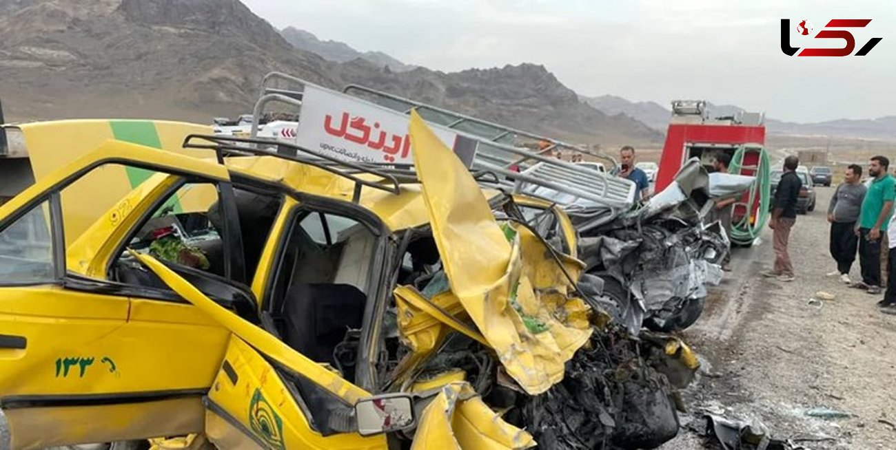 عکس تاکسی له شده / 3 کشته در تصادف جاده قدیم نطنز به اصفهان 