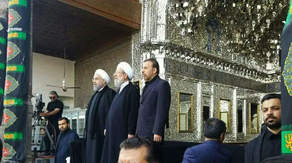 حضور رئیس جمهور در مراسم عزاداری عاشورا در حرم عبدالعظیم حسنی+عکس