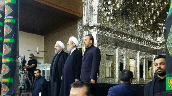 حضور رئیس جمهور در مراسم عزاداری عاشورا در حرم عبدالعظیم حسنی+عکس