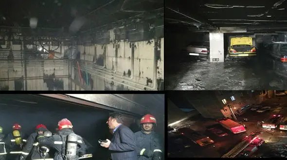 حمله شبانه آتش به ساختمان 12 طبقه در خیابان شهید انصاری + عکس