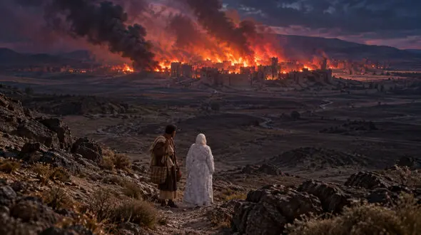 فیلم / همسر حضرت لوط چرا پشت سرش را نگاه کرد به ستون نمک تبدیل شد؟ 