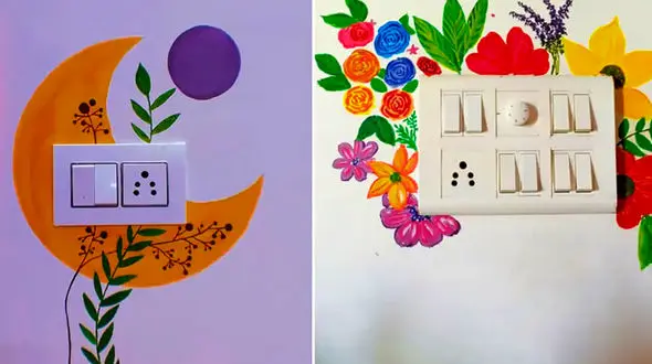 نقاشی روی کلید و پریز با طرح‌های جذاب؛ 15 مدل گل‌ گلی و مینیمال