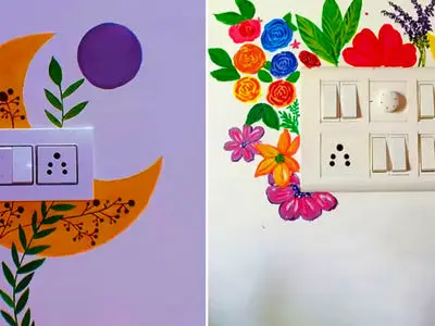 نقاشی روی کلید و پریز با طرح‌های جذاب؛ 15 مدل گل‌ گلی و مینیمال