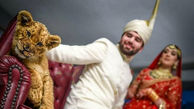 توله شیر  در جشن عروسی زوج جوان! + فیلم