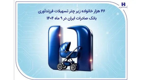 ۴۶ هزار خانواده زیر چتر تسهیلات فرزندآوری بانک صادرات ایران در ۹ ماه ۱۴۰۴