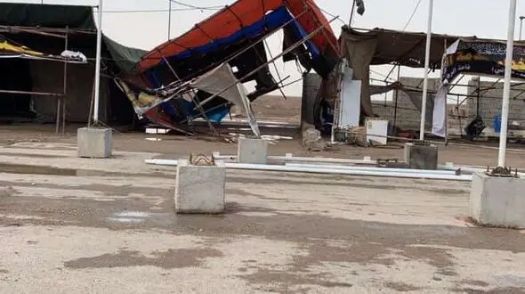 بلایی که طوفان بر سر موکب های اربعین در شلمچه آورد