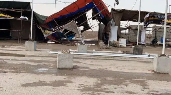 بلایی که طوفان بر سر موکب های اربعین در شلمچه آورد