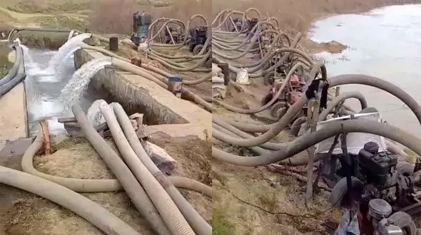 پمپ های مکنده، آب شرق اصفهان را می ربایند! / به خطر افتادن معیشت 500 هزار اصفهانی + فیلم