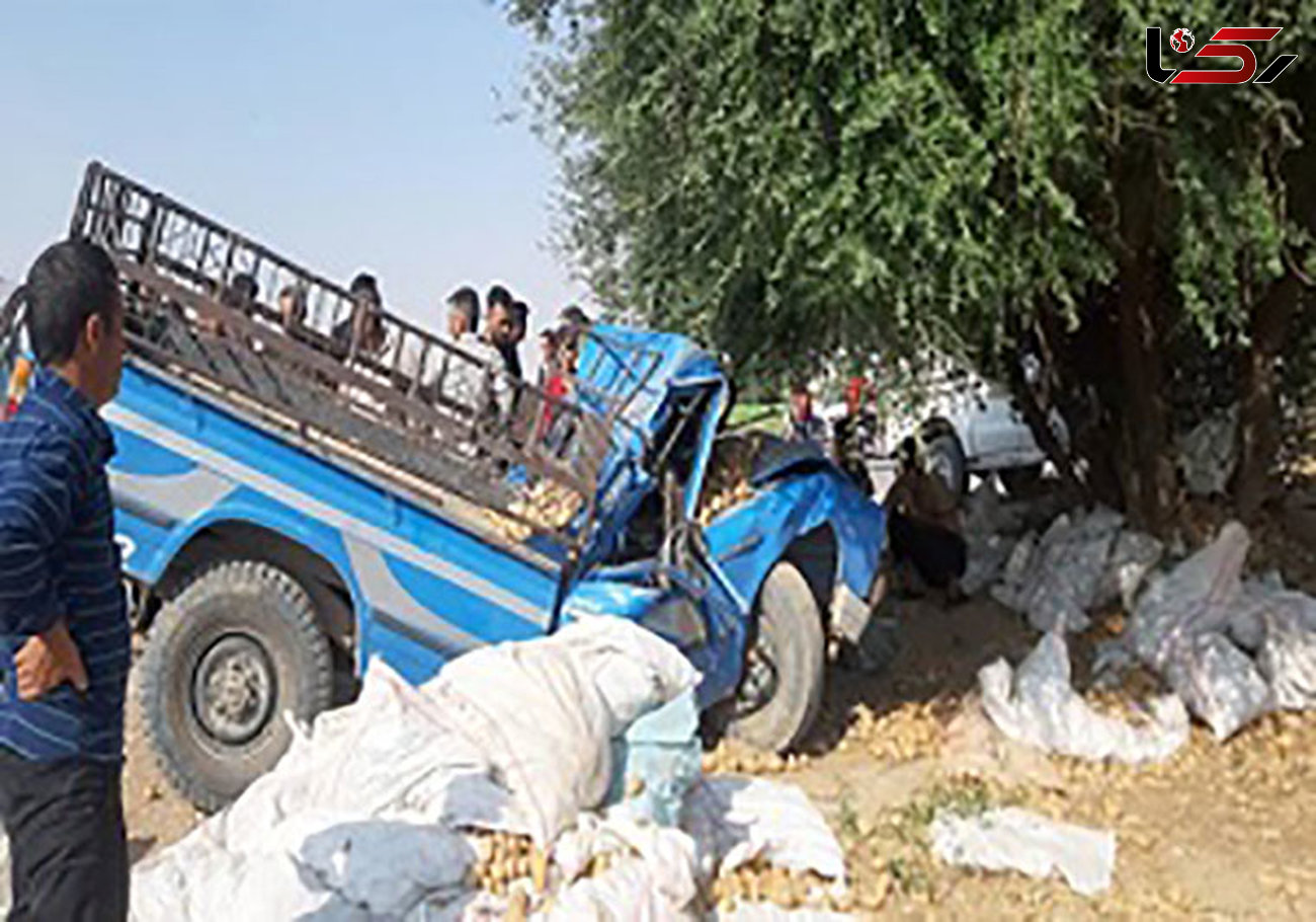 مرگ راننده نیسان با برخورد به درختان جاده در دزفول