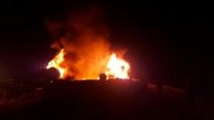آتش سوزی استخر قیر در پلدشت 