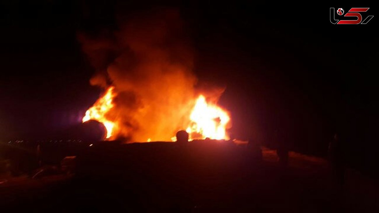 آتش سوزی استخر قیر در پلدشت 