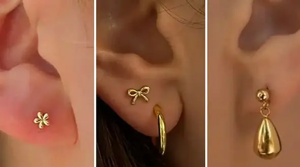 ترکیب جادویی استایل مینیمال با گوشواره‌ های طلایی ساده