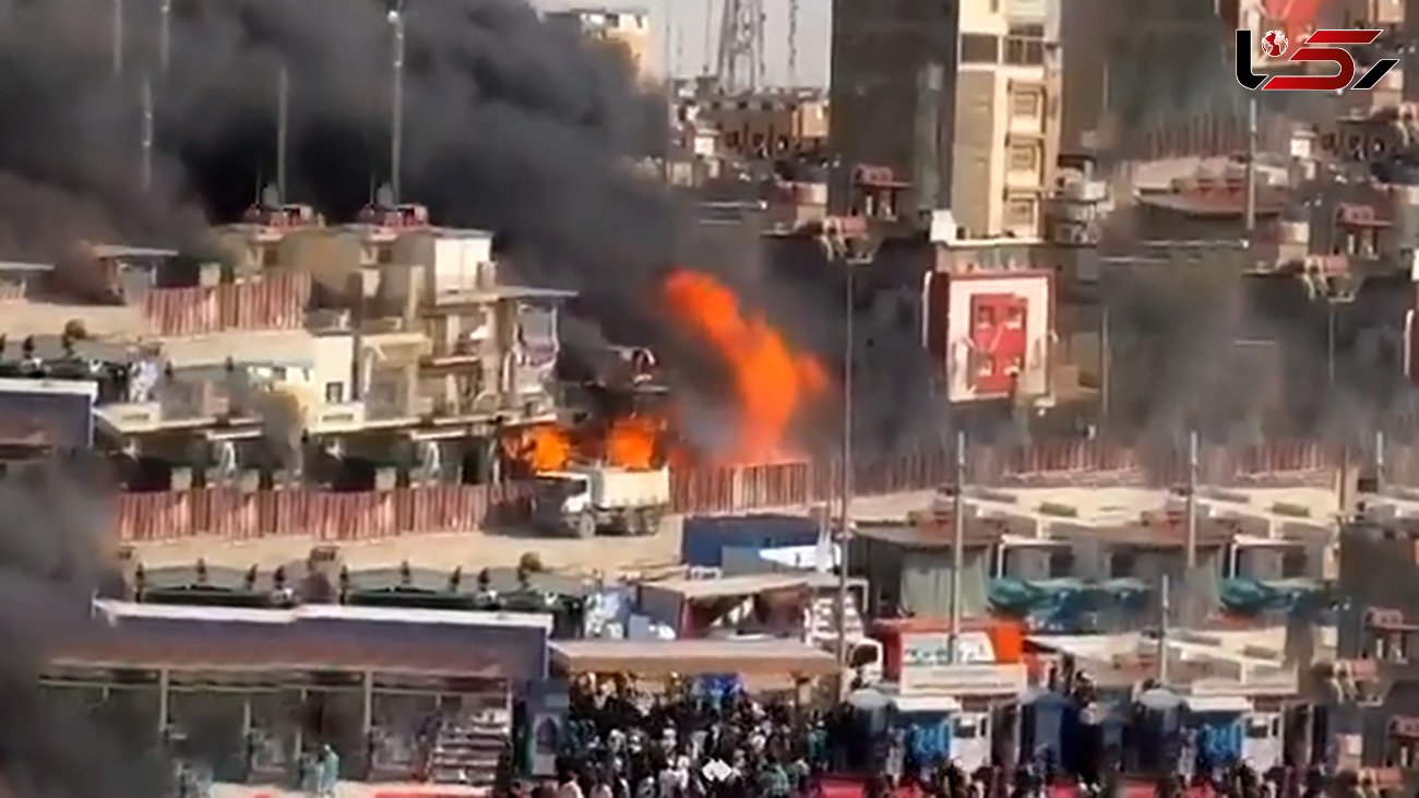 فیلم آتش‌سوزی ظهر عاشورا در نزدیکی حرم امام حسین (ع ) 
