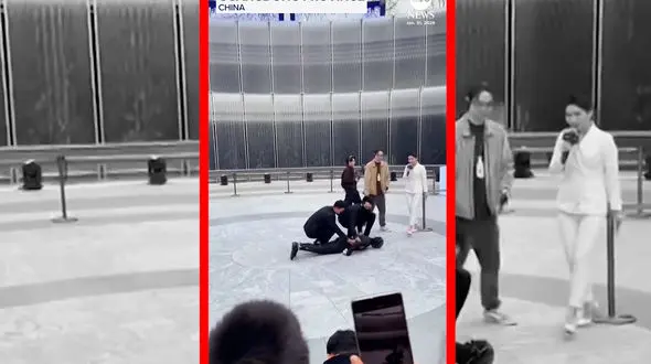 فیلم لحظه افتادن ربات پیشرفته در چین