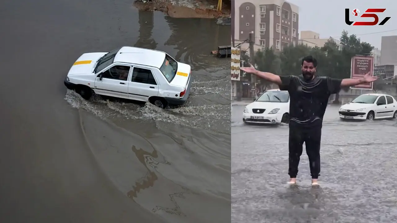 فیلم وحشتناک از سیلابی شدن خیابان‌ های اهواز