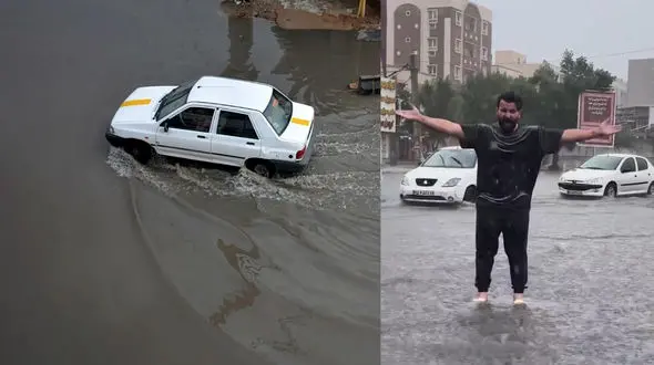 فیلم وحشتناک از سیلابی شدن خیابان‌ های اهواز