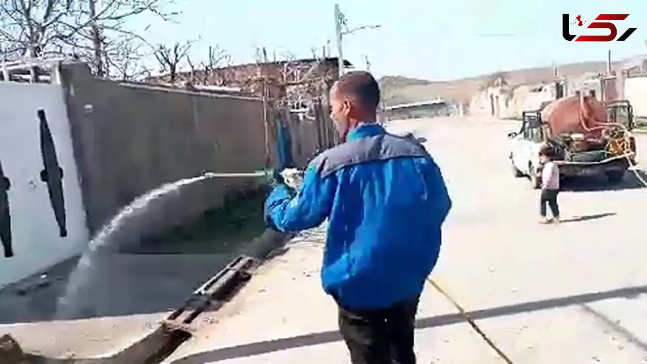 فیلم ضدعفونی کردن روستای سوراوجین قزوین برای مقابله با کرونا