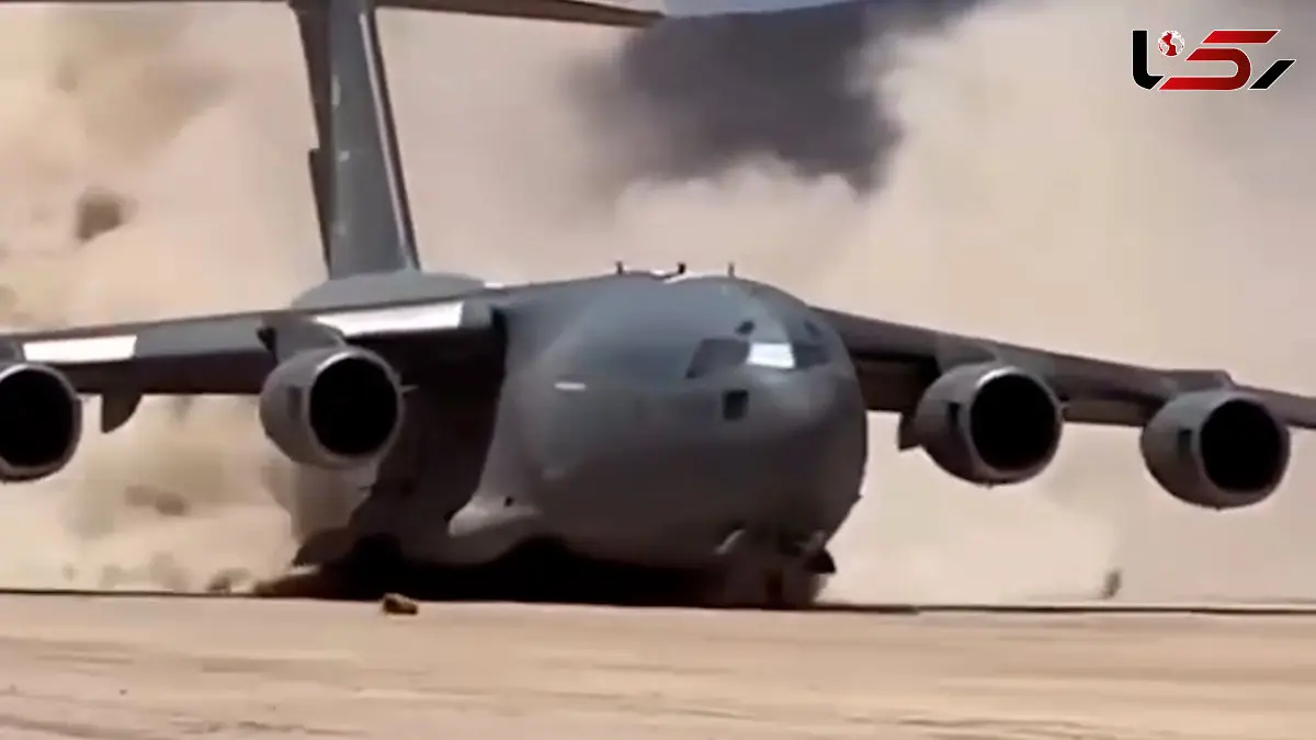 فیلم تیک آف تماشایی C-17 گلوب مستر از باند خاکی