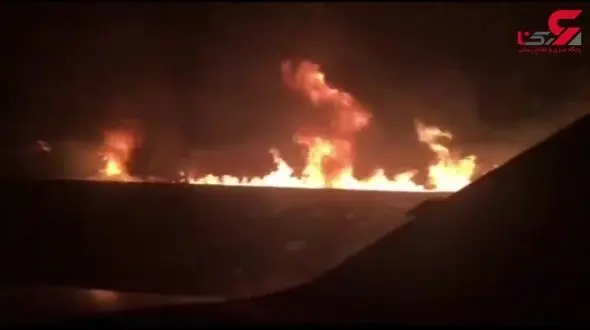 آتش گرفتن تانکر سوخت در جاده سمنان + فیلم