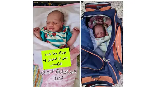 عکس نوزاد رها شده کنار سطل آشغال / در خیابان های تبریز رخ داد