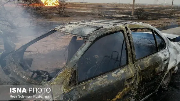 جزغاله شدن 5 اهوازی بر اثر آتش سوزی خودرو+ تصاویر