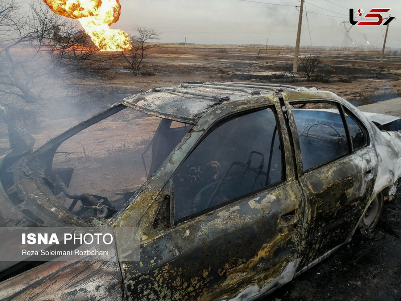 جزغاله شدن 5 اهوازی بر اثر آتش سوزی خودرو+ تصاویر