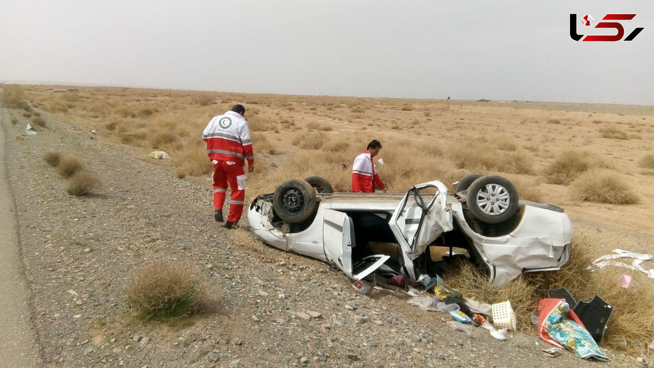واژگونی خودروی تیبا در جاده بجستان - فیض آباد یک کشته و ۲مجروح داد+عکس